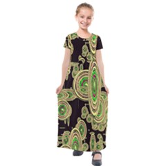 Concentric Circles B Kids  Short Sleeve Maxi Dress by PatternFactory