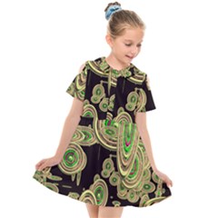 Concentric Circles B Kids  Short Sleeve Shirt Dress by PatternFactory