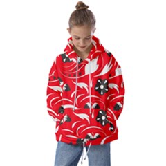 Folk Flowers Pattern  Kids  Oversized Hoodie