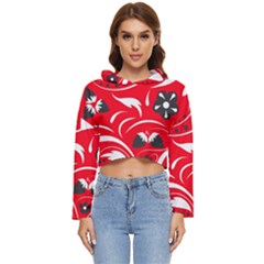 Folk Flowers Pattern  Women s Lightweight Cropped Hoodie by Eskimos