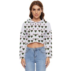 Hearts And Pearls For Love And Plants For Peace Women s Lightweight Cropped Hoodie