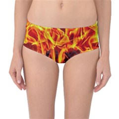 Fire-burn-charcoal-flame-heat-hot Mid-waist Bikini Bottoms by Sapixe