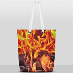 Fire-burn-charcoal-flame-heat-hot Full Print Rope Handle Tote (small) by Sapixe