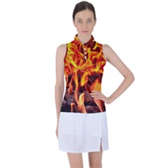 Fire-burn-charcoal-flame-heat-hot Women s Sleeveless Polo Tee by Sapixe