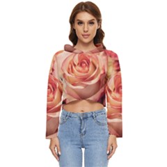 Roses-flowers-rose-bloom-petals Women s Lightweight Cropped Hoodie