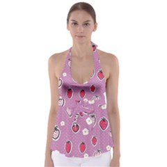 Juicy Strawberries Babydoll Tankini Top by SychEva