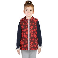 Red Oak And Maple Leaves Kids  Hooded Puffer Vest by Daria3107