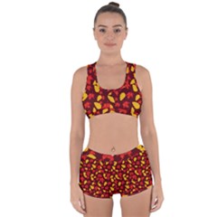 Autumn Pattern,oak And Maple On Burgundy Racerback Boyleg Bikini Set