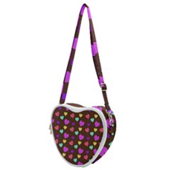 Colorfull Hearts On Choclate Heart Shoulder Bag