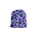 Purple Flower On Lilac Drawstring Pouch (Small) View1