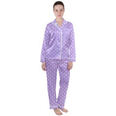 Soft Pattern Lilac Satin Long Sleeve Pajamas Set