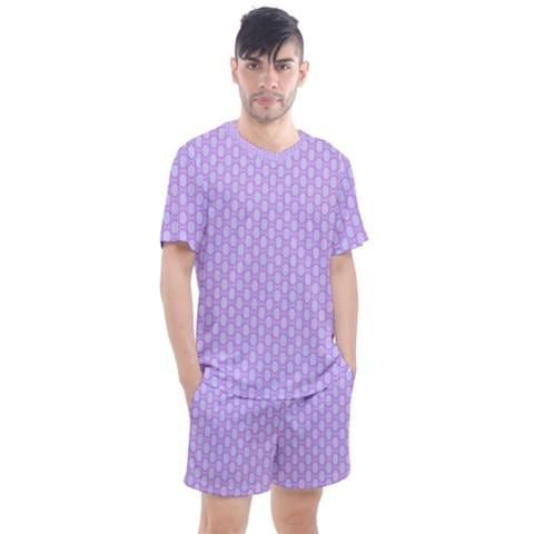 Soft Pattern Lilac Men s Mesh Tee And Shorts Set by PatternFactory