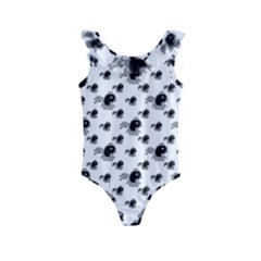 Sketchy Style Black Birds Motif Pattern Kids  Frill Swimsuit by dflcprintsclothing