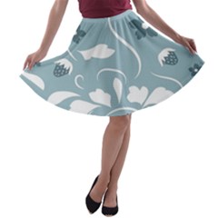 Folk Flowers Pattern Floral Surface Design Seamless Pattern A-line Skater Skirt by Eskimos