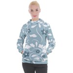 Folk flowers pattern Floral surface design Seamless pattern Women s Hooded Pullover