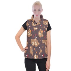 Bears-vector-free-seamless-pattern1 Women s Button Up Vest by webstylecreations