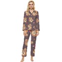 Bears-vector-free-seamless-pattern1 Womens  Long Sleeve Pocket Pajamas Set View1