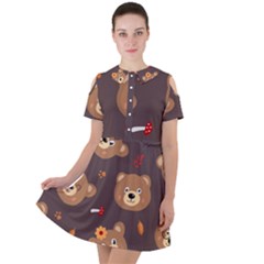 Bears-vector-free-seamless-pattern1 Short Sleeve Shoulder Cut Out Dress  by webstylecreations