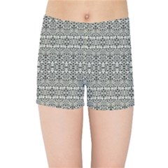 Abstract Silver Ornate Decorative Pattern Kids  Sports Shorts by dflcprintsclothing