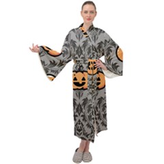 Pumpkin Pattern Maxi Velour Kimono by NerdySparkleGoth