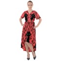 Cat Pattern Front Wrap High Low Dress View1