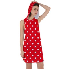 1950 Red White Dots Racer Back Hoodie Dress by SomethingForEveryone