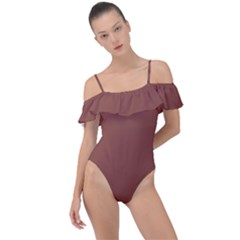 Burnt Sienna Frill Detail One Piece Swimsuit by kiernankallan