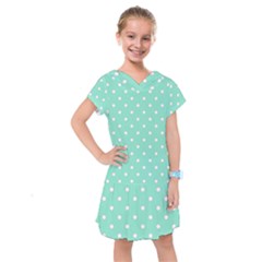 1950 Sea Foam Green White Dots Kids  Drop Waist Dress by SomethingForEveryone