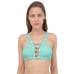 1950 Sea Foam Green White Dots Cage Up Bikini Top by SomethingForEveryone