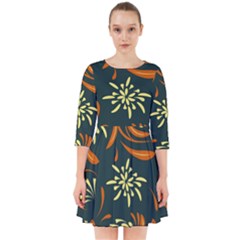 Folk Flowers Pattern Floral Surface Smock Dress by Eskimos