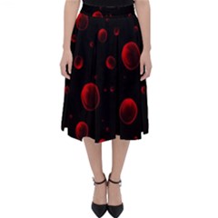 Red Drops On Black Classic Midi Skirt by SychEva