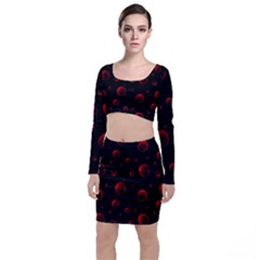 Red Drops On Black Top And Skirt Sets by SychEva