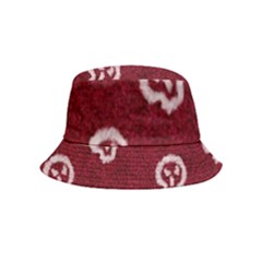 White Skulls On Red Shiny Background Inside Out Bucket Hat (kids) by SychEva