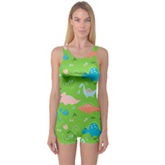 Funny Dinosaur One Piece Boyleg Swimsuit by SychEva