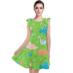 Funny Dinosaur Tie Up Tunic Dress by SychEva