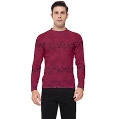Black Splashes On Red Background Men s Long Sleeve Rash Guard by SychEva