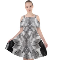 Compressed Carbon Cut Out Shoulders Chiffon Dress by MRNStudios