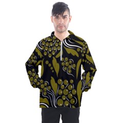 Folk Flowers Pattern  Men s Half Zip Pullover by Eskimos