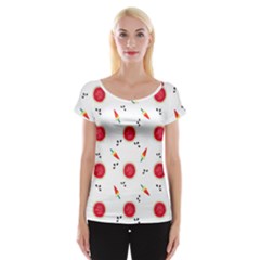 Slices Of Red And Juicy Watermelon Cap Sleeve Top by SychEva