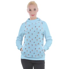 Cute Kawaii Dogs Pattern At Sky Blue Women s Hooded Pullover by Casemiro