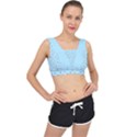 Cute Kawaii dogs pattern at sky blue V-Back Sports Bra View1