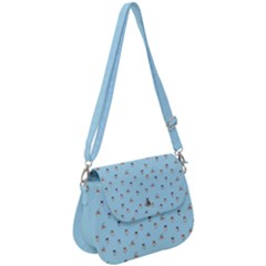 Cute Kawaii Dogs Pattern At Sky Blue Saddle Handbag