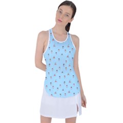 Cute Kawaii Dogs Pattern At Sky Blue Racer Back Mesh Tank Top by Casemiro