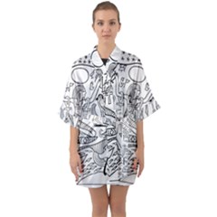 Egyptian-hieroglyphics-history-seb Half Sleeve Satin Kimono 