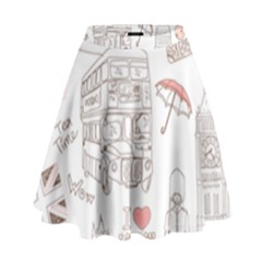 London-paris-drawing-vector-london-comics High Waist Skirt by Sudhe