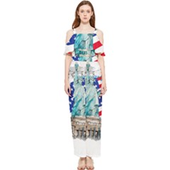 Statue Of Liberty Independence Day Poster Art Draped Sleeveless Chiffon Jumpsuit by Sudhe