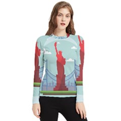 New-york-usa-liberty-landmark Women s Long Sleeve Rash Guard