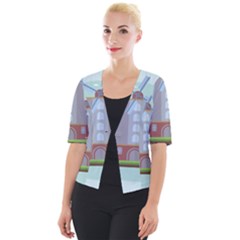 Amsterdam-landmark-landscape Cropped Button Cardigan