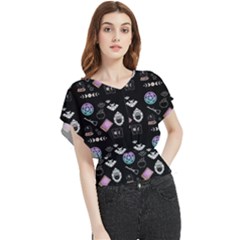 Pastel Goth Witch Butterfly Chiffon Blouse