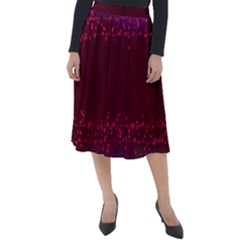 Red Splashes On Purple Background Classic Velour Midi Skirt  by SychEva